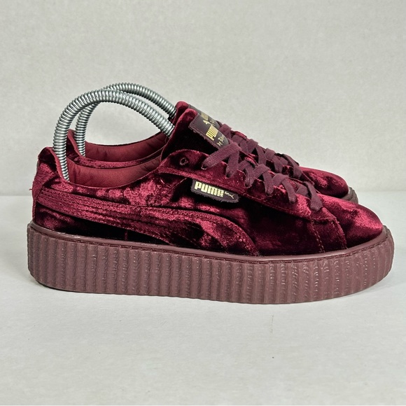Puma x FENTY by Rihanna Creeper Velvet Platform Red & Gold Shoes; Women’s Sz 7.5 - Picture 1 of 16